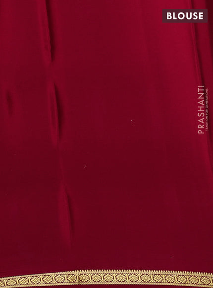 Pure mysore silk saree maroon with plain body and small zari woven border