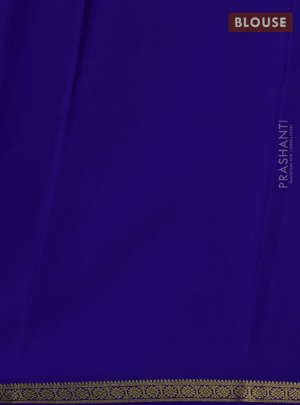 Pure mysore silk saree royal blue with plain body and small zari woven border