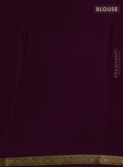 Pure mysore silk saree wine shade with plain body and small zari woven border