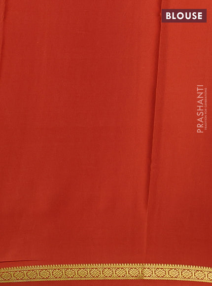 Pure mysore silk saree rust shade with plain body and small zari woven border