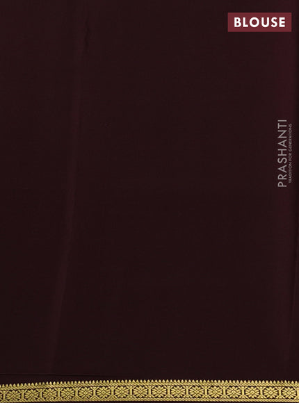 Pure mysore silk saree coffee brown with plain body and small zari woven border