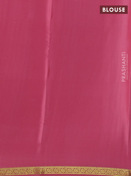 Pure mysore silk saree peach pink with plain body and small zari woven border