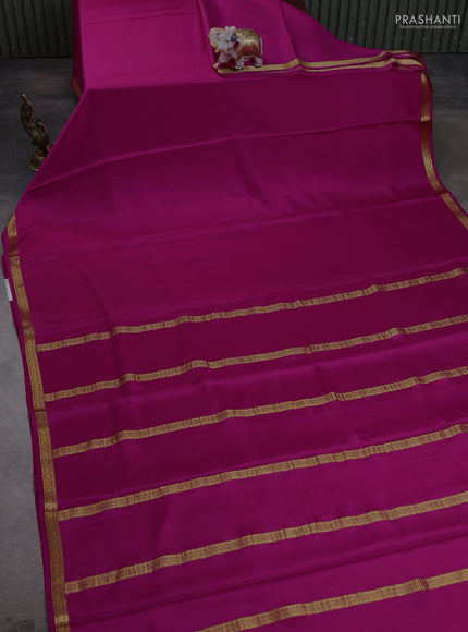Pure mysore silk saree pink with plain body and zari woven border