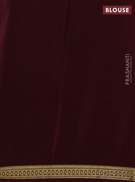 Pure mysore silk saree coffee brown with plain body and zari woven border