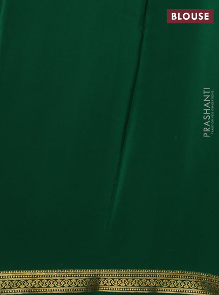 Pure mysore silk saree green with plain body and zari woven border