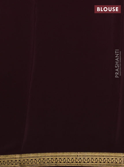 Pure mysore silk saree coffee brown with plain body and zari woven border