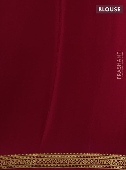 Pure mysore silk saree maroon with plain body and zari woven border