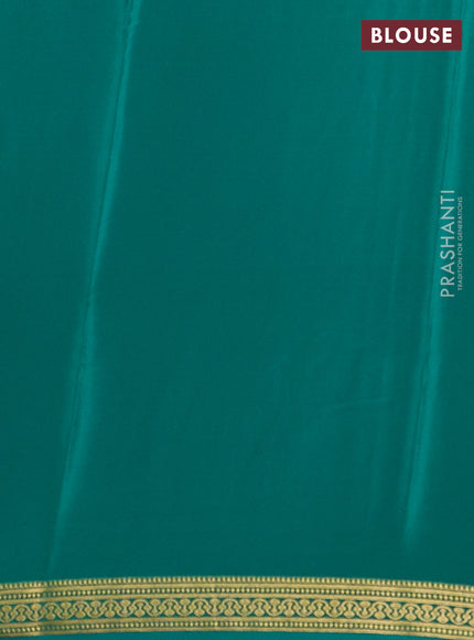 Pure mysore silk saree teal green with plain body and zari woven border