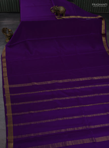 Pure mysore silk saree purple with plain body and zari woven border