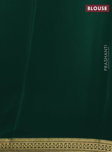 Pure mysore silk saree bottle green with plain body and zari woven border