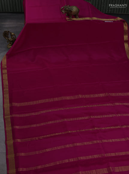 Pure mysore silk saree dark pink with plain body and zari woven border