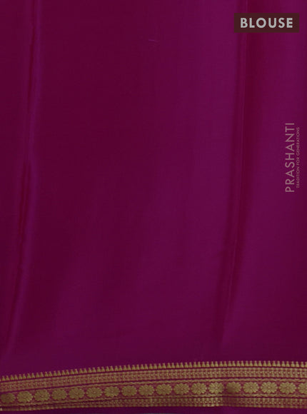 Pure mysore silk saree dark pink with plain body and zari woven butta border