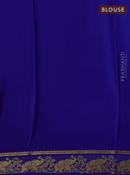 Pure mysore silk saree royal blue with plain body and zari woven butta border