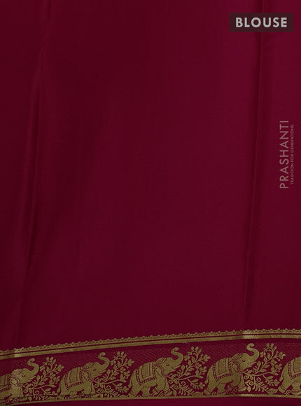 Pure mysore silk saree dark pink with plain body and zari woven butta border