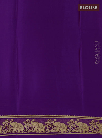 Pure mysore silk saree purple with plain body and zari woven butta border