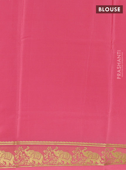 Pure mysore silk saree peach pink with plain body and zari woven butta border