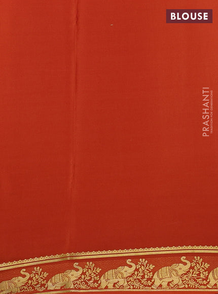 Pure mysore silk saree rust shade with plain body and zari woven butta border