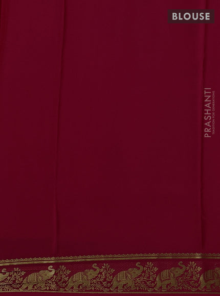 Pure mysore silk saree dark pink with plain body and zari woven butta border