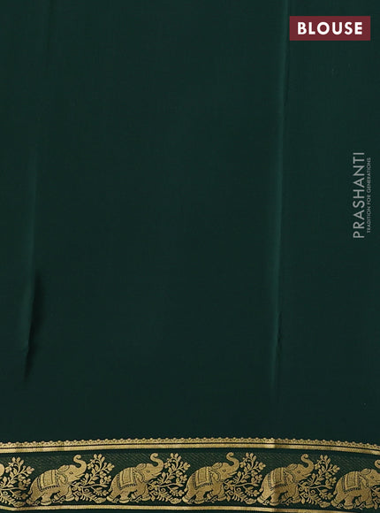 Pure mysore silk saree bottle green with plain body and zari woven butta border