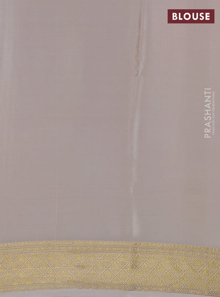 Pure mysore silk saree light pink and cream with plain body and zari woven border