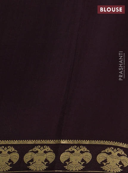 Pure mysore silk saree peach pink and coffee brown with plain body and zari woven butta border