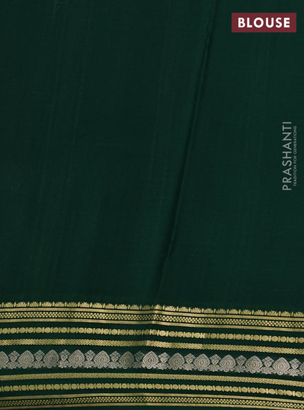 Pure mysore silk saree bottle green with allover zari checks & buttas and zari woven border