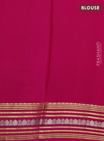 Pure mysore silk saree dark pink with allover zari checks & buttas and zari woven border