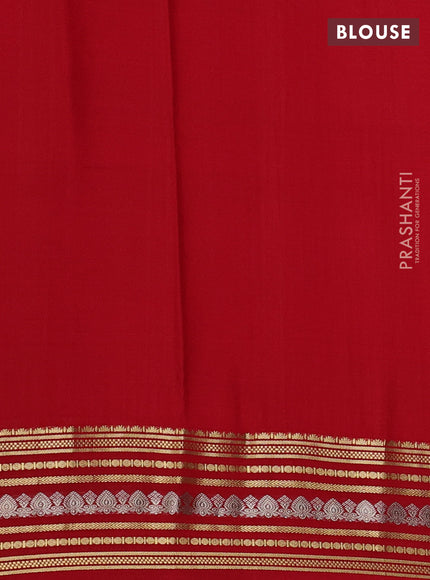 Pure mysore silk saree red with allover zari checks & buttas and zari woven border