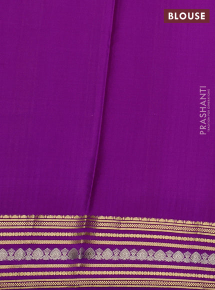 Pure mysore silk saree purple with alloverb zari checks & buttas and zari woven border