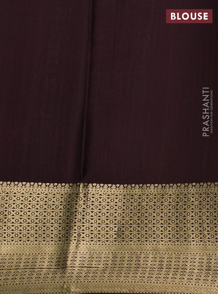Pure mysore silk saree rust shade and coffee brown with allover zari stripe & buttas and long zari woven border