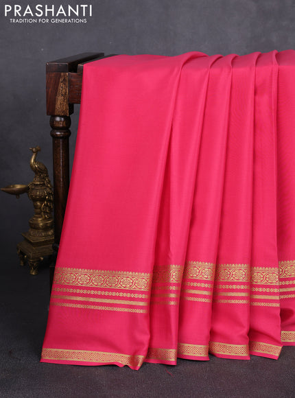 Pure mysore silk saree peach pink with plain body and rettapet zari woven border