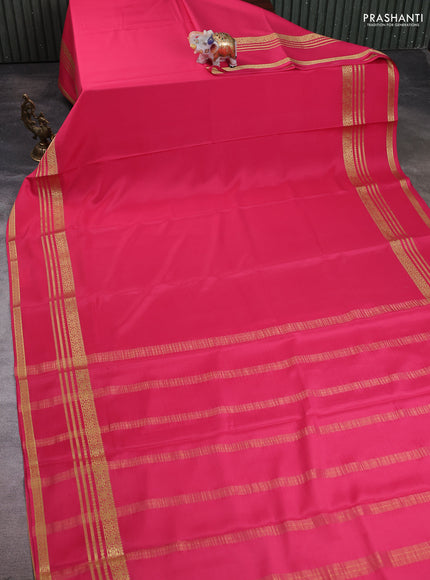 Pure mysore silk saree peach pink with plain body and rettapet zari woven border