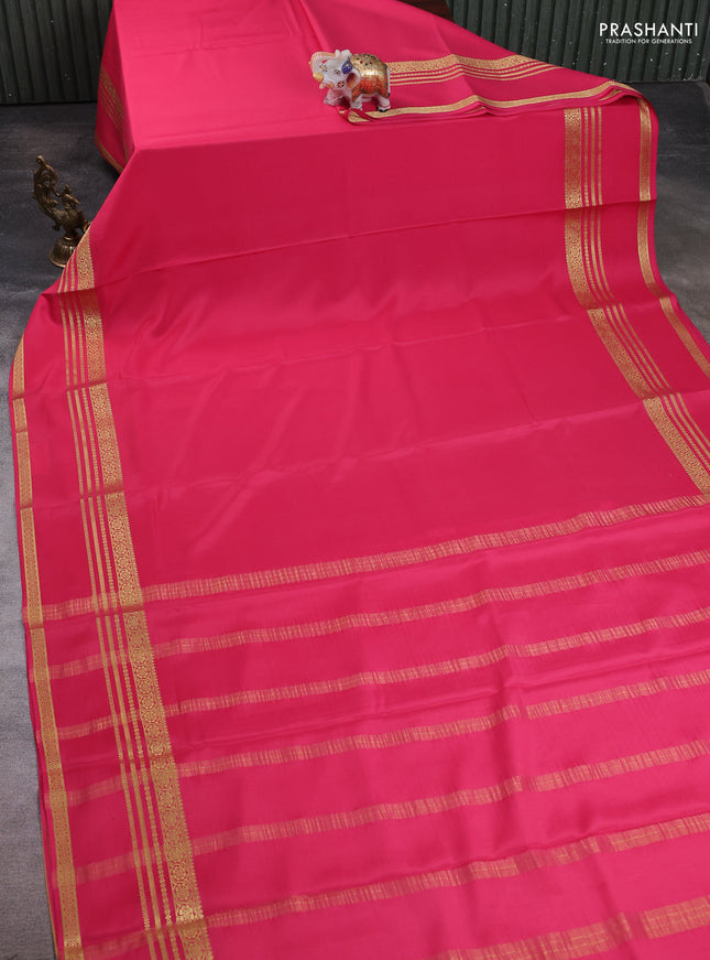 Pure mysore silk saree peach pink with plain body and rettapet zari woven border