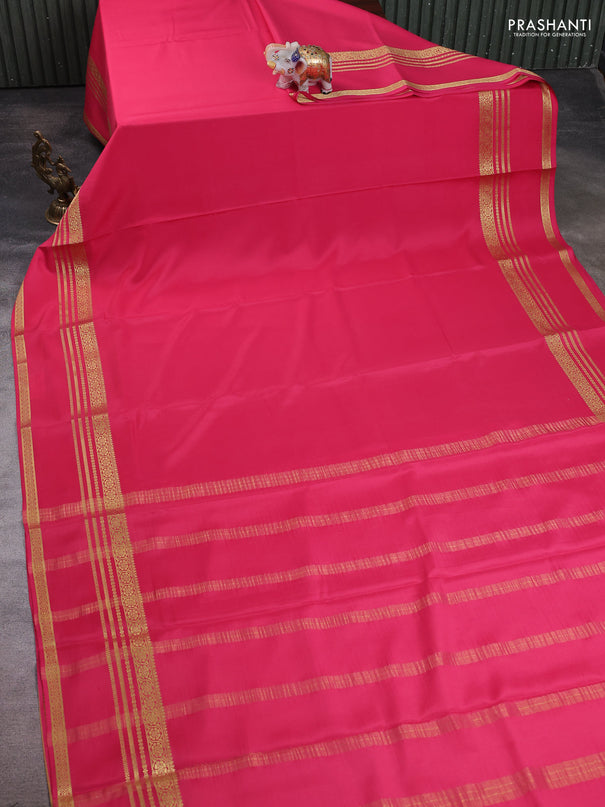 Pure mysore silk saree peach pink with plain body and rettapet zari woven border