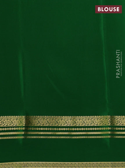 Pure mysore silk saree green with plain body and rettapet zari woven border