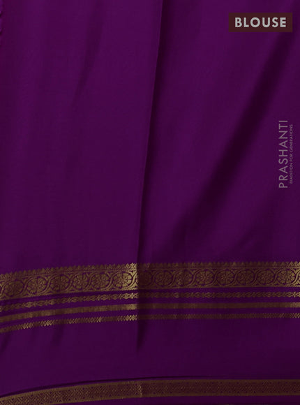 Pure mysore silk saree purple with plain body and rettapet zari woven border