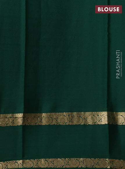 Pure mysore silk saree bottle green with zari woven buttas and rettapet zari woven border