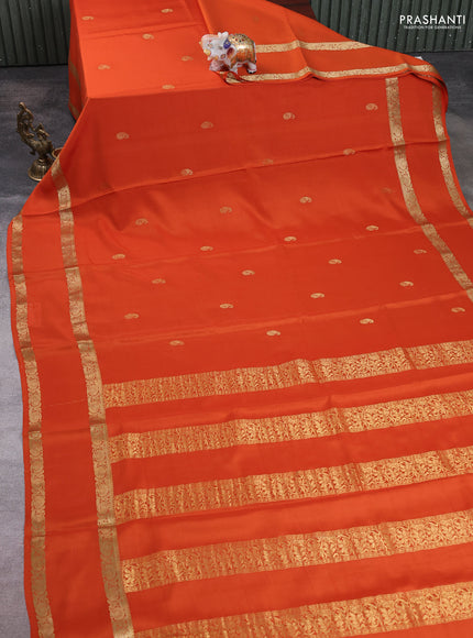 Pure mysore silk saree rust shade with zari woven buttas and rettapet zari woven border