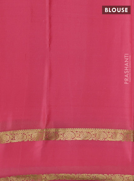 Pure mysore silk saree peach pink with zari woven buttas and rettapet zari woven border