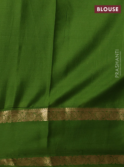 Pure mysore silk saree green with zari woven buttas and rettapet zari woven border