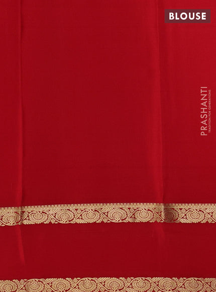 Pure mysore silk saree red with zari woven buttas and rettapet zari woven border