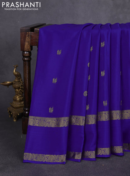 Pure mysore silk saree royal shade with zari woven buttas and rettapet zari woven border
