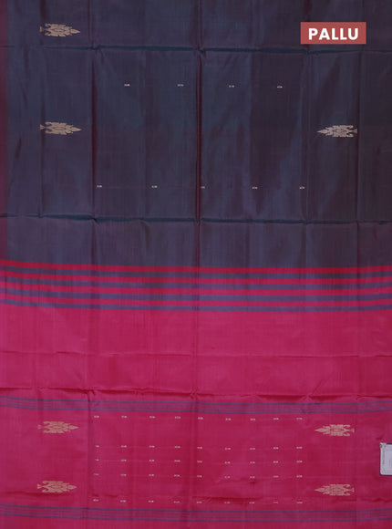 Banana pith saree dual shade of peacock green and pink with thread woven buttas in borderless style