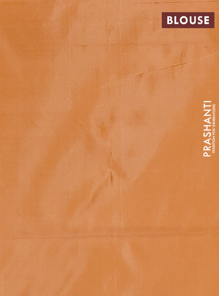 Banana pith saree green and pale orange with thread woven buttas and simple border