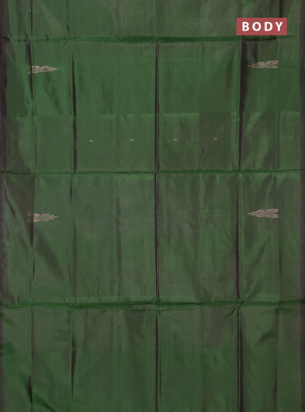 Banana pith saree green and mauve pink with thread woven buttas in borderless style