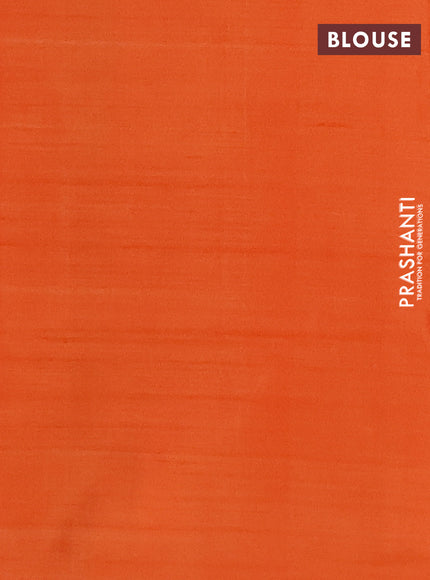 Banana pith saree green and orange with allover checks & thread woven buttas in borderless style