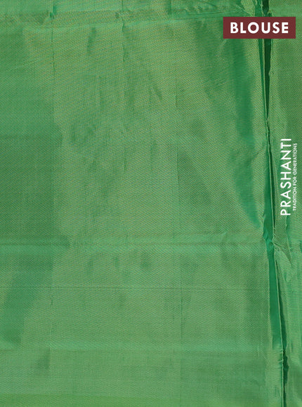 Banana pith saree purple and green with thread woven buttas and simple border