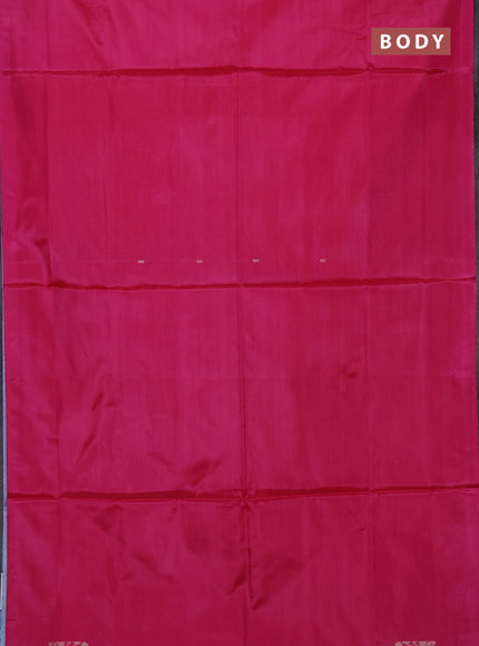 Banana pith saree pink and teal blue with thread woven buttas in borderless style