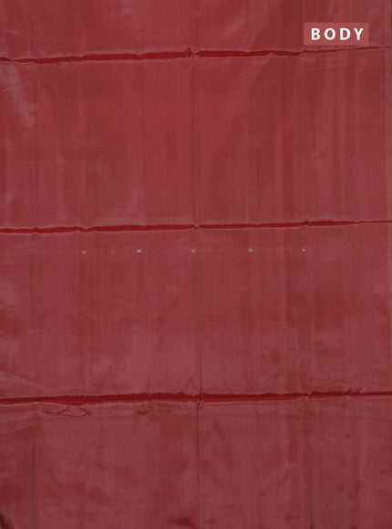Banana pith saree red shade and green shade with thread woven buttas in borderless style