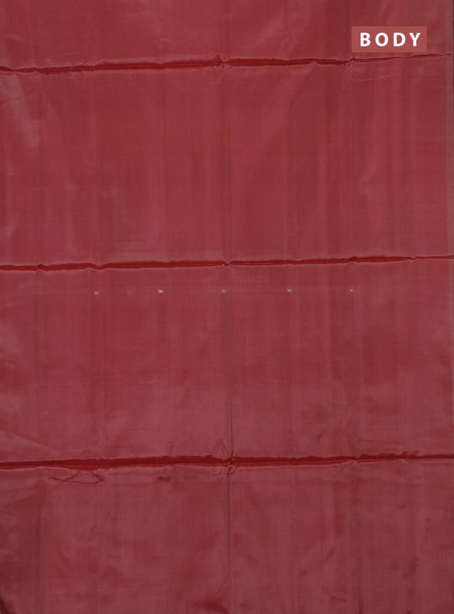 Banana pith saree red shade and green shade with thread woven buttas in borderless style